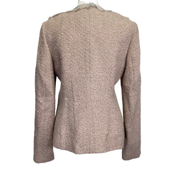 Banana Republic Pink Tweed & Lace Blazer Sz 2 Wool Blend Coquette Y2K Girlcore - Picture 3 of 12